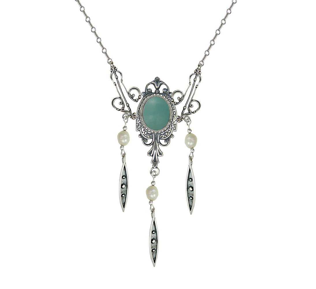 Sterling Silver Victorian Necklace With Aventurine